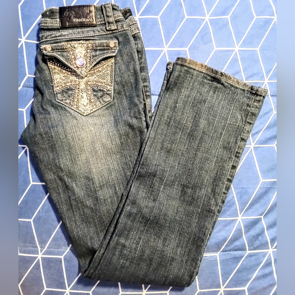Grace in LA Bootcut embellished jeans 28 inch waist